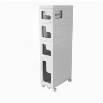 Баня тесен шкаф за съхранение с колело Подвижна подова стойка за съхранение на хартия Държач за хартия с голям капацитет Кухненски мебели за дома