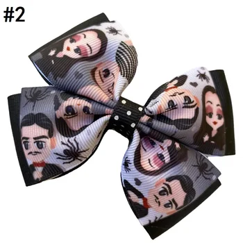 безплатна доставка 6бр Сряда вдъхновен лък Семеен бутик Addams Лъкове за коса за момичета панделка клип аксесоари
