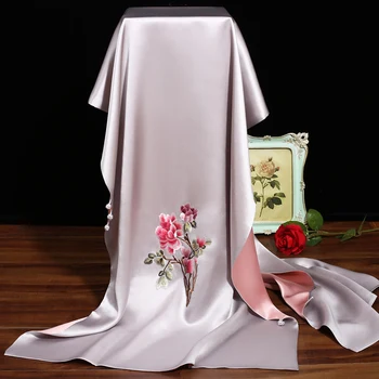 Копринен шал женски див пролетен, есенен и зимен ретро шал бродирана сватба с двоен майчин копринен шал