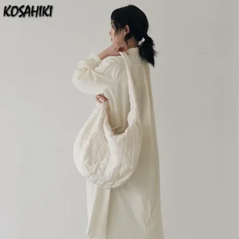японски сладък Y2k естетически рамо облак чанти всички мач нагънат прости дамски чанти мода ватирани подплатени подмишниците чанта