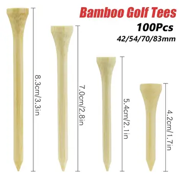 100Pcs бамбукови голф щифтове практически биоразградими 42mm 54mm 70mm 83mm голф топка щандове здрав по-силен голф държач Spike открит