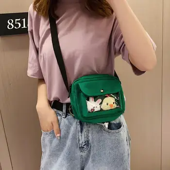 Жените карикатура сладък мини пратеник универсален корейски чанта мобилен телефон чанти прости Crossbody чанти случайни дами клапа рамо чанта