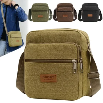Мъжка странична чанта за бизнес Crossbody чанта мода корейска версия мъжки платно голям капацитет едно рамо пратеник чанта