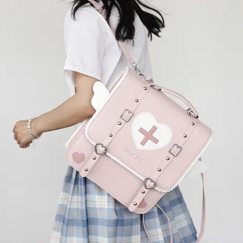 Нова сладка раница Lolita в японски стил за млади момичета Kawaii униформа училищна чанта малка чанта за пътуване крила Daypack жени Ita чанта