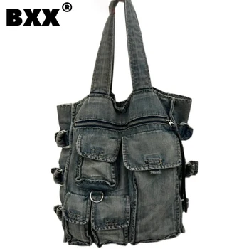 [BXX] Multi Pocket Versati деним чанта за жени 2023 Нов моден офис Lady Travel Female Bag Casual Simple Bags 8AB1012