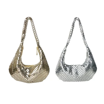 Метални пайети рамо чанта за жени вечерна чанта чанта подмишница чанти
