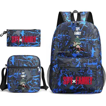 Spy X Family Anya Backpack 3 бр / комплект с молив Crossbody чанти Детски карикатура Аниме Училищни чанти Момчета Момичета Тийнейджъри Bagpacks