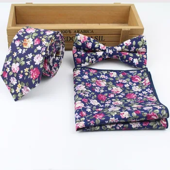 Нов стил мъжки дизайнер кльощава цвете Роуз Пейсли вратовръзка папийонка джоб квадратна вратовръзка папийонки носна кърпа пеперуда комплект много